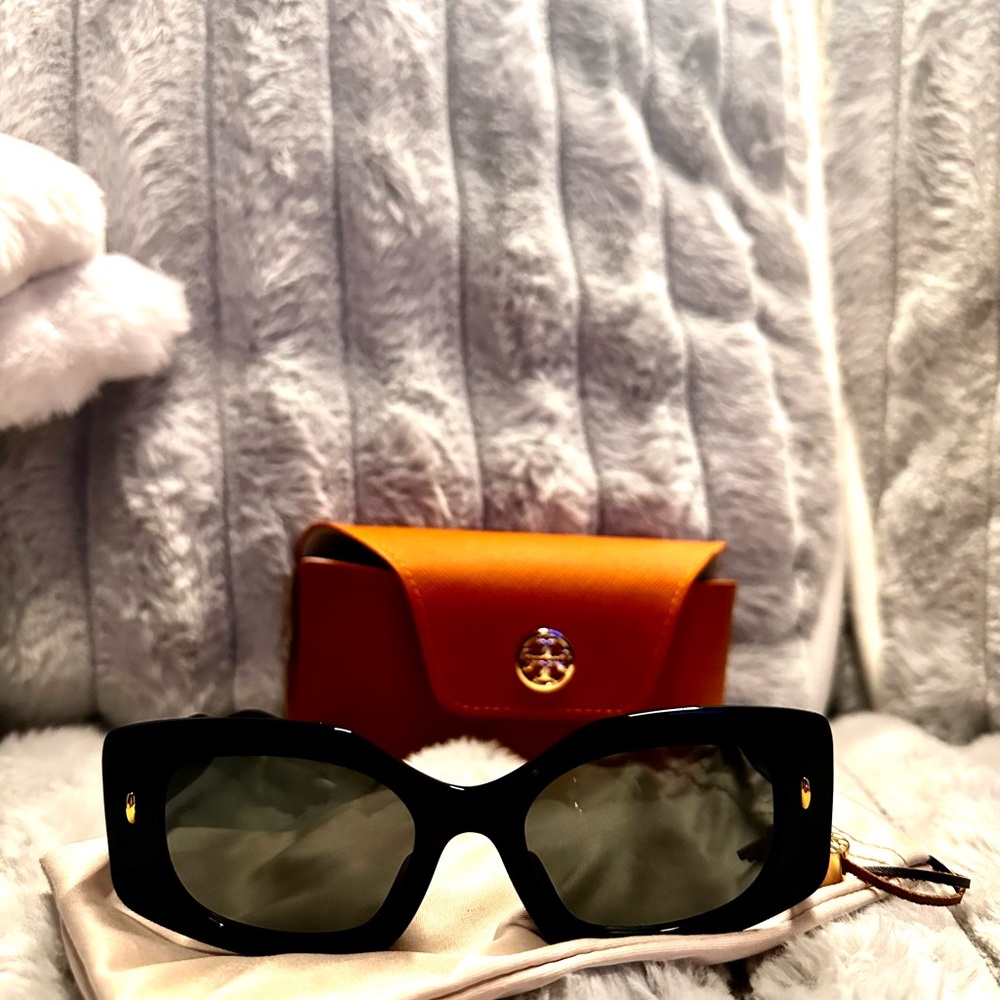 Tory Burch Black Sunglasses with Orange Case